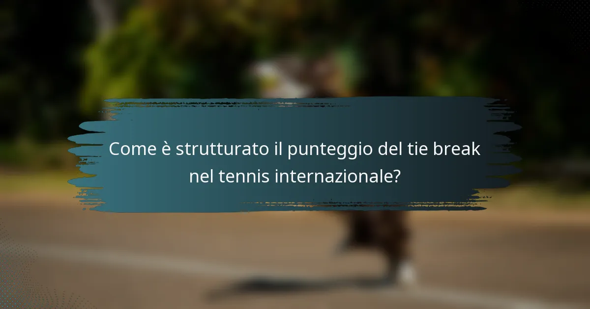 Come è strutturato il punteggio del tie break nel tennis internazionale?