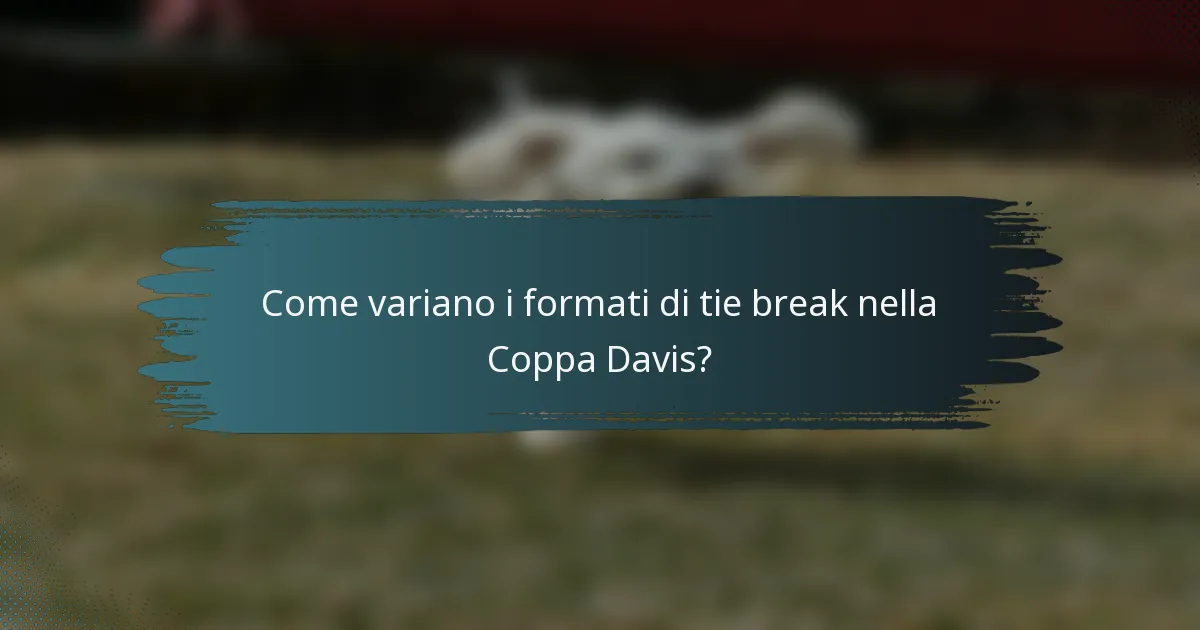 Come variano i formati di tie break nella Coppa Davis?