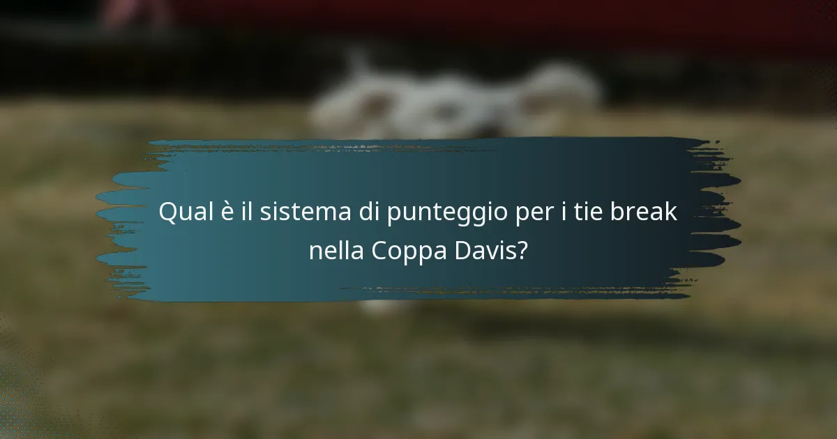 Qual è il sistema di punteggio per i tie break nella Coppa Davis?