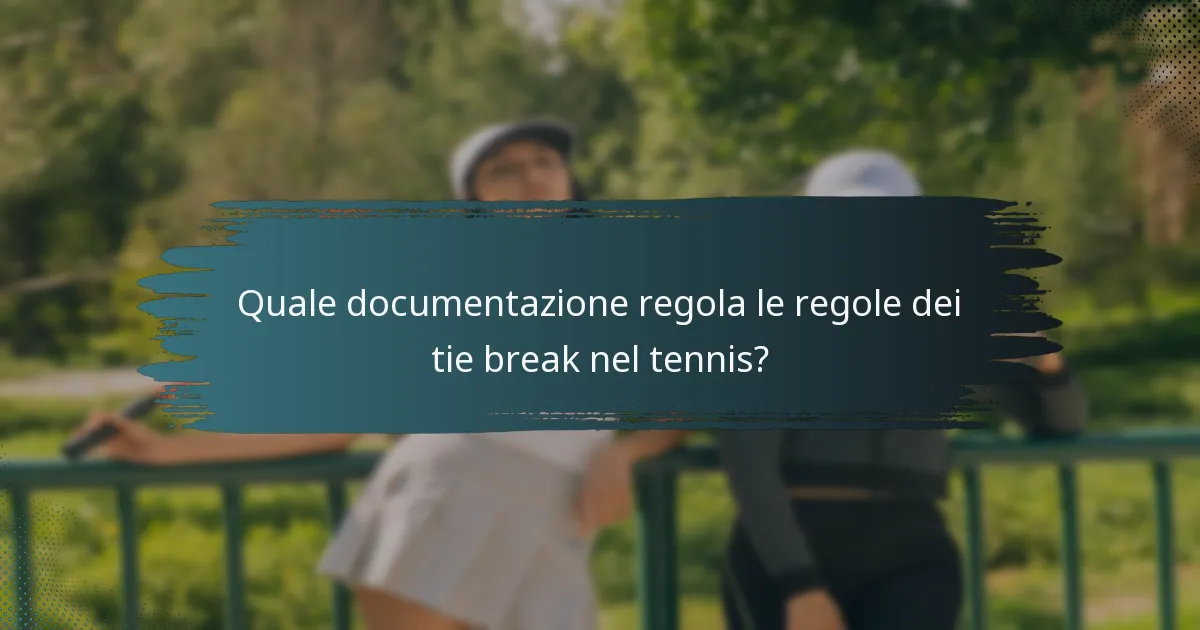 Quale documentazione regola le regole dei tie break nel tennis?