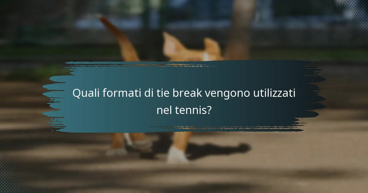 Quali formati di tie break vengono utilizzati nel tennis?