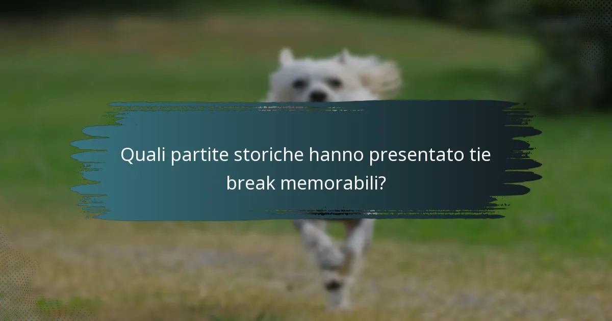 Quali partite storiche hanno presentato tie break memorabili?