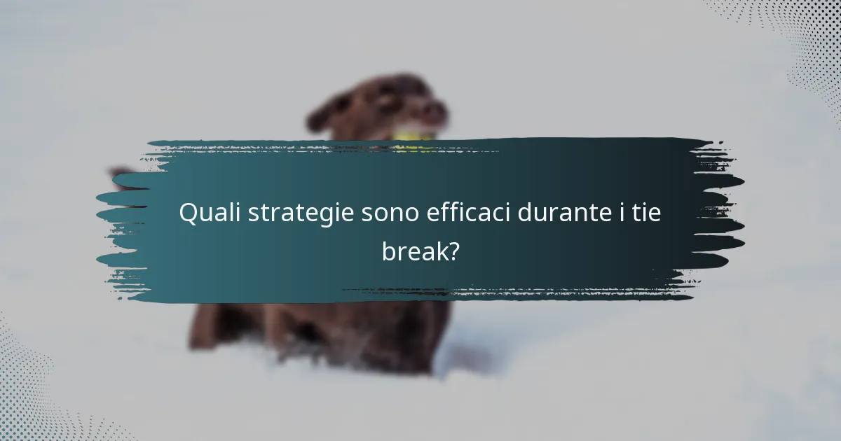Quali strategie sono efficaci durante i tie break?